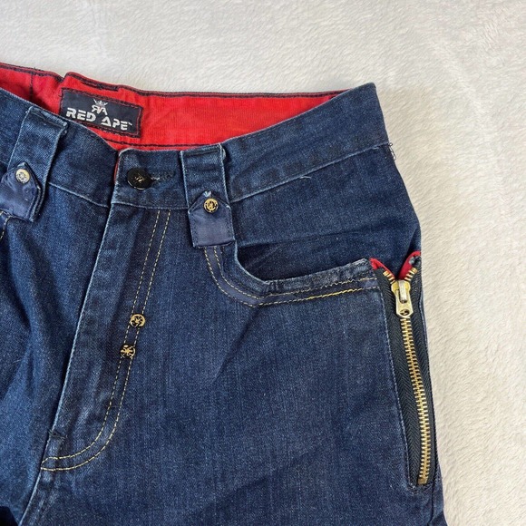 Vintage Y2K Red Ape Baggy Jeans 30x30 Dark Blue Grunge Gothic Cyber Embroidered - Picture 9 of 14